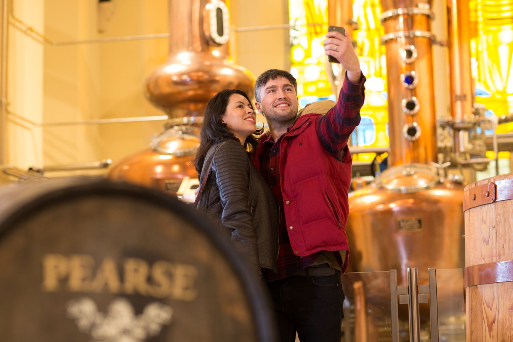 Pearse Lyons Distillery Selfie with Pot Stills